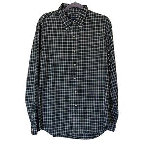 Men's Ralph Lauren Brand Green Button-Down Casual Plaid Shirt 100% Cotton Size X